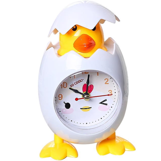 Reloj Despertador Dibujos Animados Pollo Huevo Cáscara Reloj De Escritorio Para Niños Regalo Decoración Del Hogar,Blanco. Afortunado Sencillez