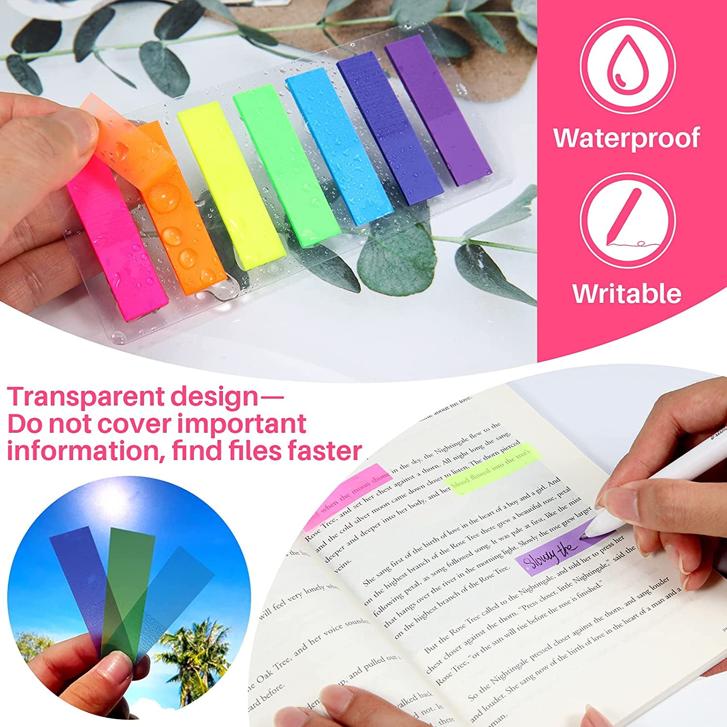 Book Notes Tabs 1050PCS Book Annotation Supplies Book Tabs with Marker Pen  Transparent Sticky Notes Sticky Tabs Page Markers Book Markers Index Tabs