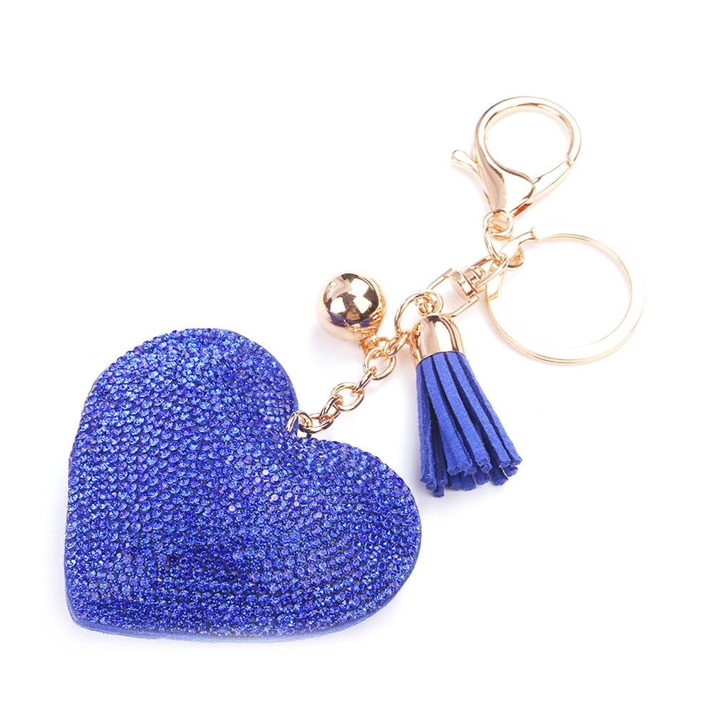 Heart Shaped Rhinestone Keychains Alloy Key Rings Crystal Key Chains Holder Birthday Gifts