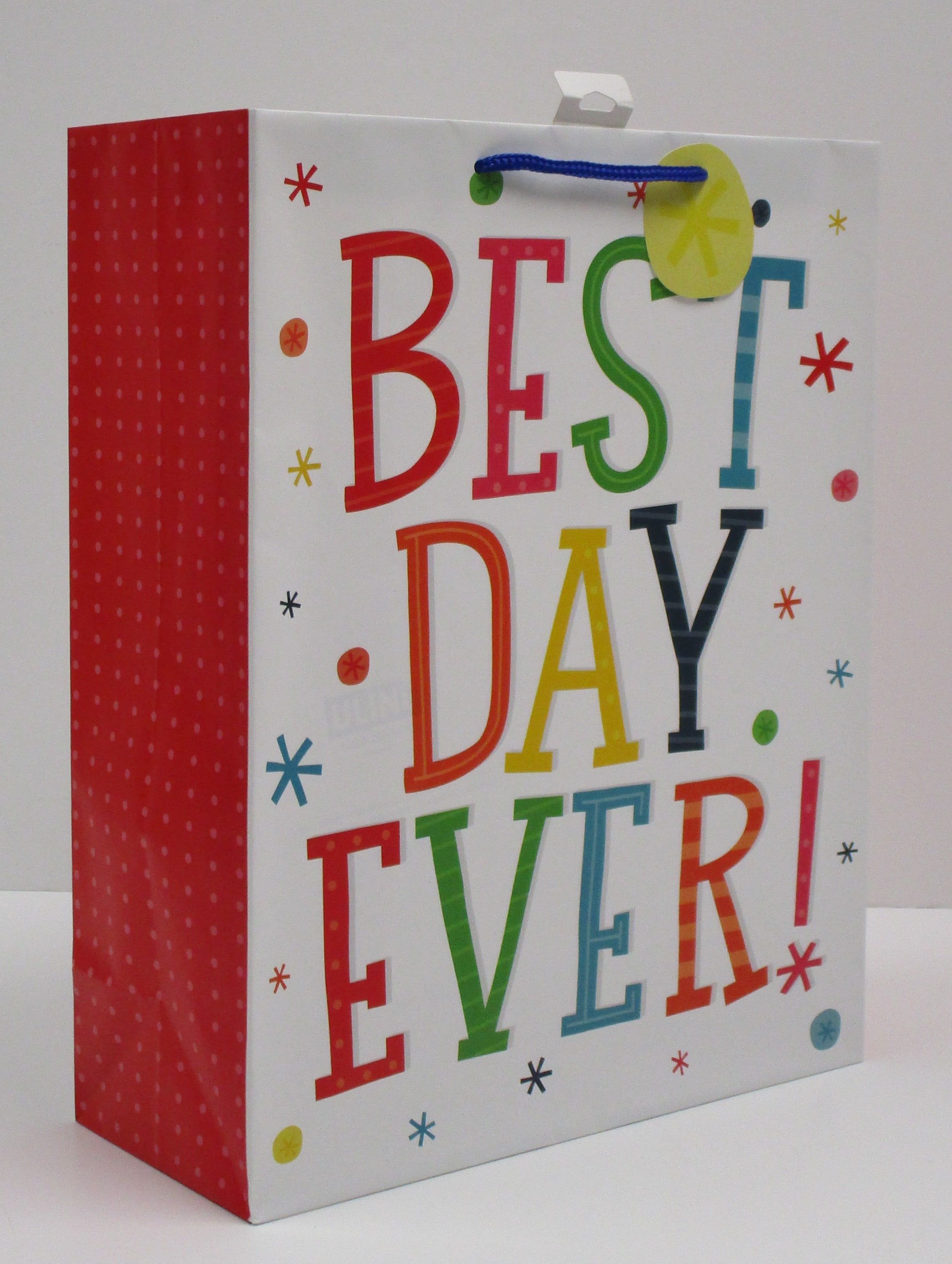 (2 pack) Way to Celebrate Everyday Extra Large White Paper Gift Bag, Best Day Ever, 12" x 5" x 15"