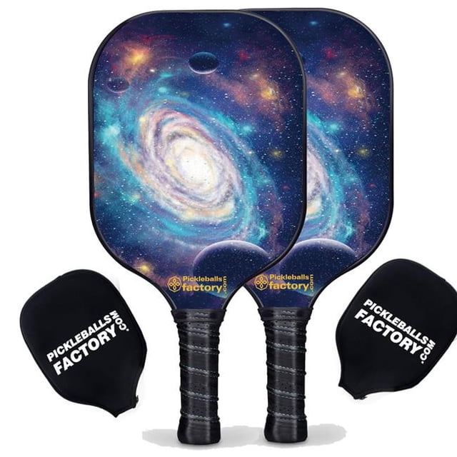 Pickleball Factory PB00029-5-C Best Pickleball Set - Spiral Galaxy Pickleball Paddles for Sale, Graphite Pickleball Paddle Set, Carbonfiber Graphite