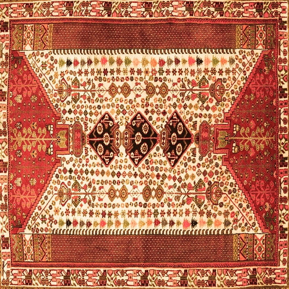 Ahgly Company Indoor Square Persian Orange Traditional Area Rugs, 6' Square