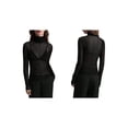 thumbnail image 3 of Top de Larga Ajustado de de Color Liso con Cuello Alto para Mujer, Camisa Transparente. Negro M, 3 of 7