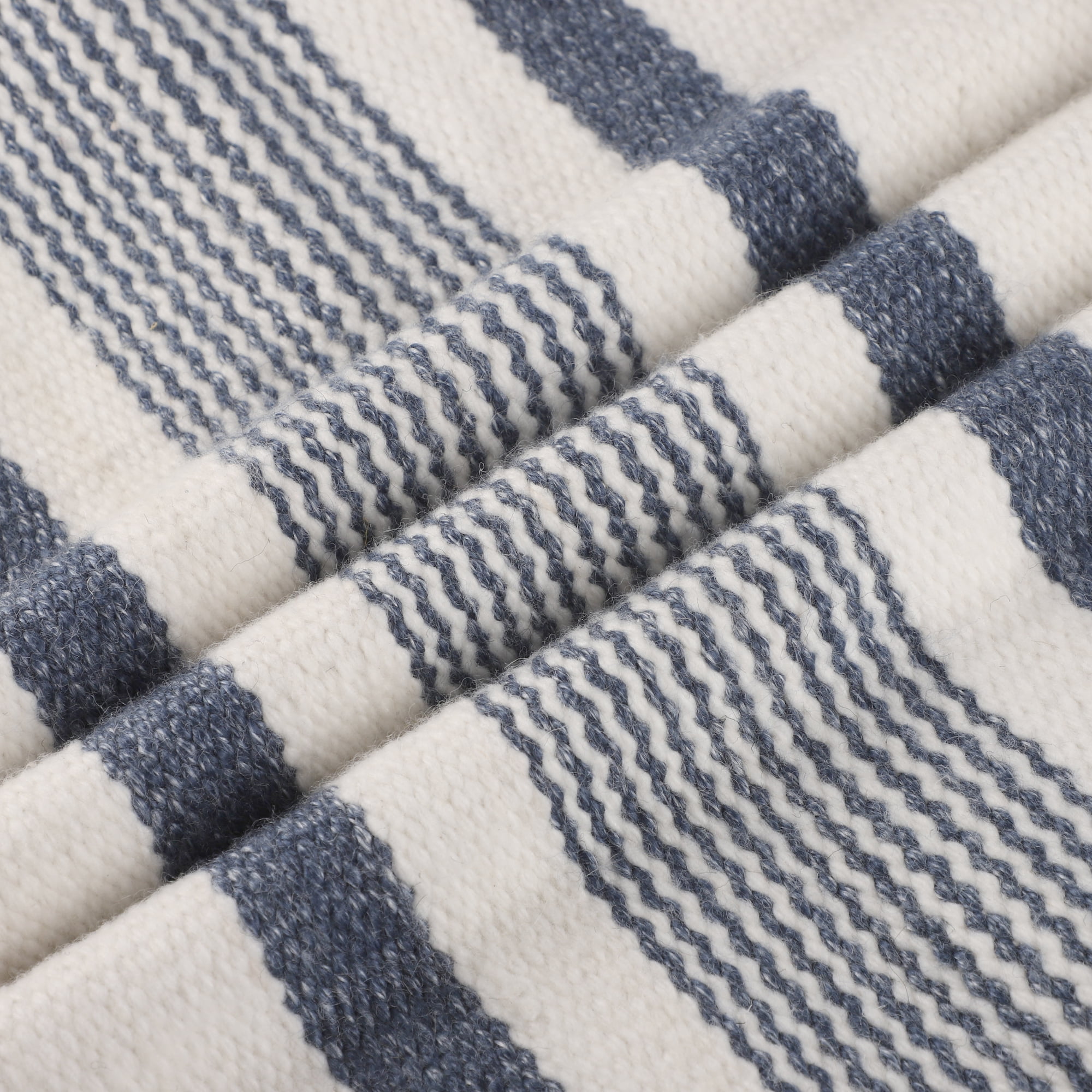 Ox Bay Petra 20" x 20" Navy/White Striped Reversible Indoor/Outdoor Adult Decorative Throw Pillow