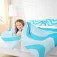 thumbnail image 4 of Manfei Blue Wave Lines Queen Comforter Set,Modern Geometric Stripe Bedding Sets,Abstract Art Bedding Comforter Set For Girls,Luxury Bedroom Decor Reversible,3pcs, 4 of 8
