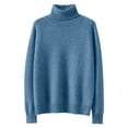 thumbnail image 4 of Womens Cable Knit Turtleneck Sweaters Fall Winter Long Sleeve Chunky Knitted Trendy Pullover Tops Royal Blue XL, 4 of 4