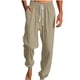 thumbnail image 2 of Puntoco Pantalones casuales largos para hombre Pantalones deportivos de playa con cintura elástica y bolsillos con correa en la pierna para hombre, 2 of 5