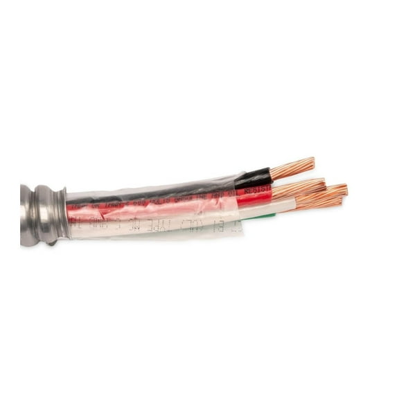 4/3 Metal Clad (MC) Cable with Ground, Aluminum Armored, Stranded Copper Conductors (10FT Cut)