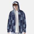 thumbnail image 2 of Fotbe Blue Gingham Buffalo Check Chaqueta con Protección Solar UPF 50+ para Hombre y Mujer, Camisa con Capucha y Bolsillos-XX-Large, 2 of 7