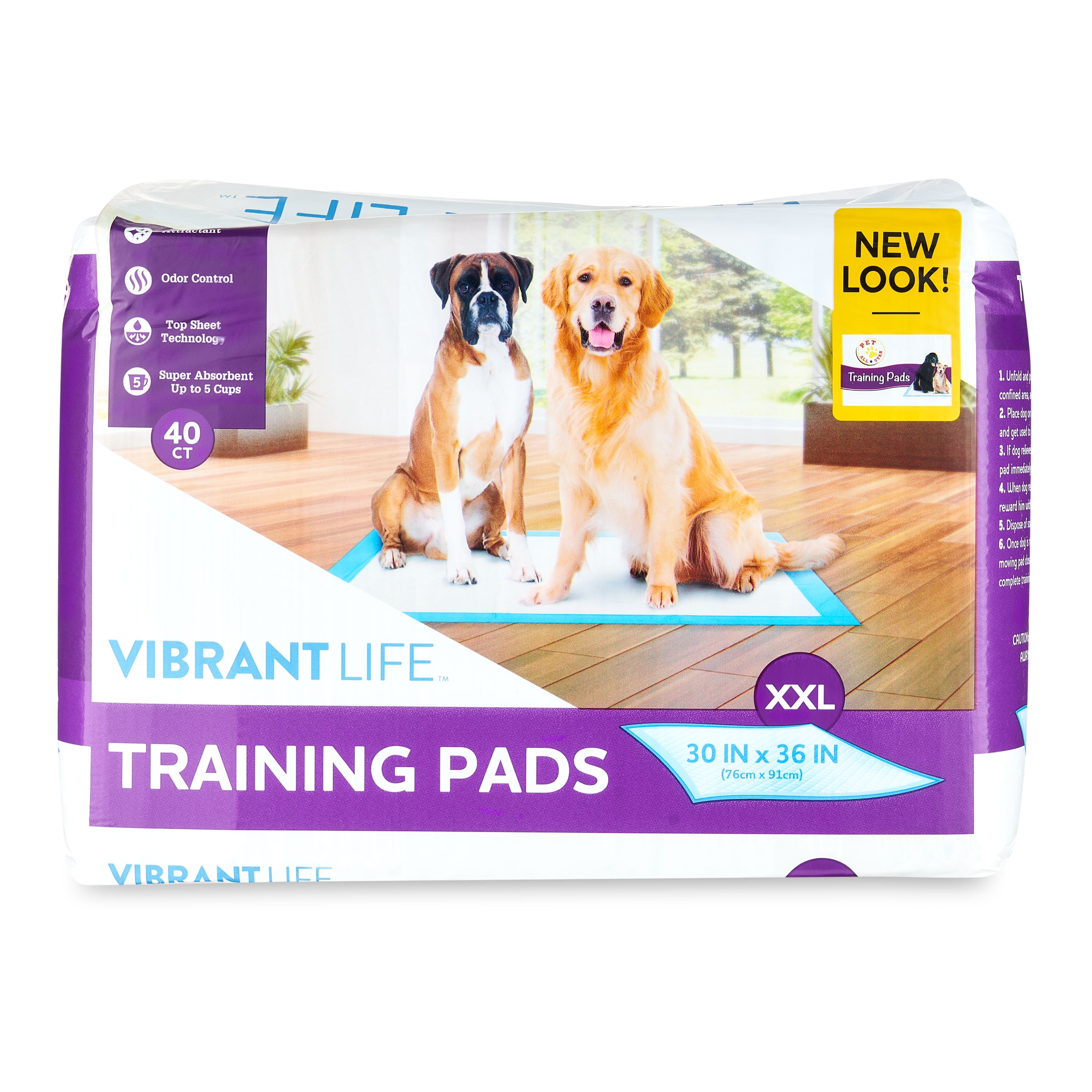 Vibrant Life Training Pads, XXL, 30 in x 36 in, 40 Count