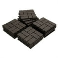 thumbnail image 4 of YYAo Patio Interlocking Deck Tiles, 12"x12" Square Composite Decking Tiles, Four Slat Plastic Outdoor Flooring Tile All Weather for Balcony Porch Backyard, (Brown, Pack of 27), 4 of 5
