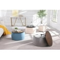 thumbnail image 6 of 25'' Round Storage Ottoman with Wooden Lid, Velvet Circle Ottoman Set with Square Foot Stool, Living Room Couch Side Table for Low Tea (Beige), 6 of 7