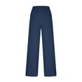 thumbnail image 4 of Women Wide Leg Pants Elastic Waisted Casual Linen Pants with Pockets Loose, 4 of 7