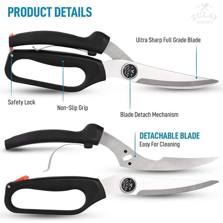Jasni Heavy Duty Kitchen Shears, Spring Loaded Poultry Shears Stainles –