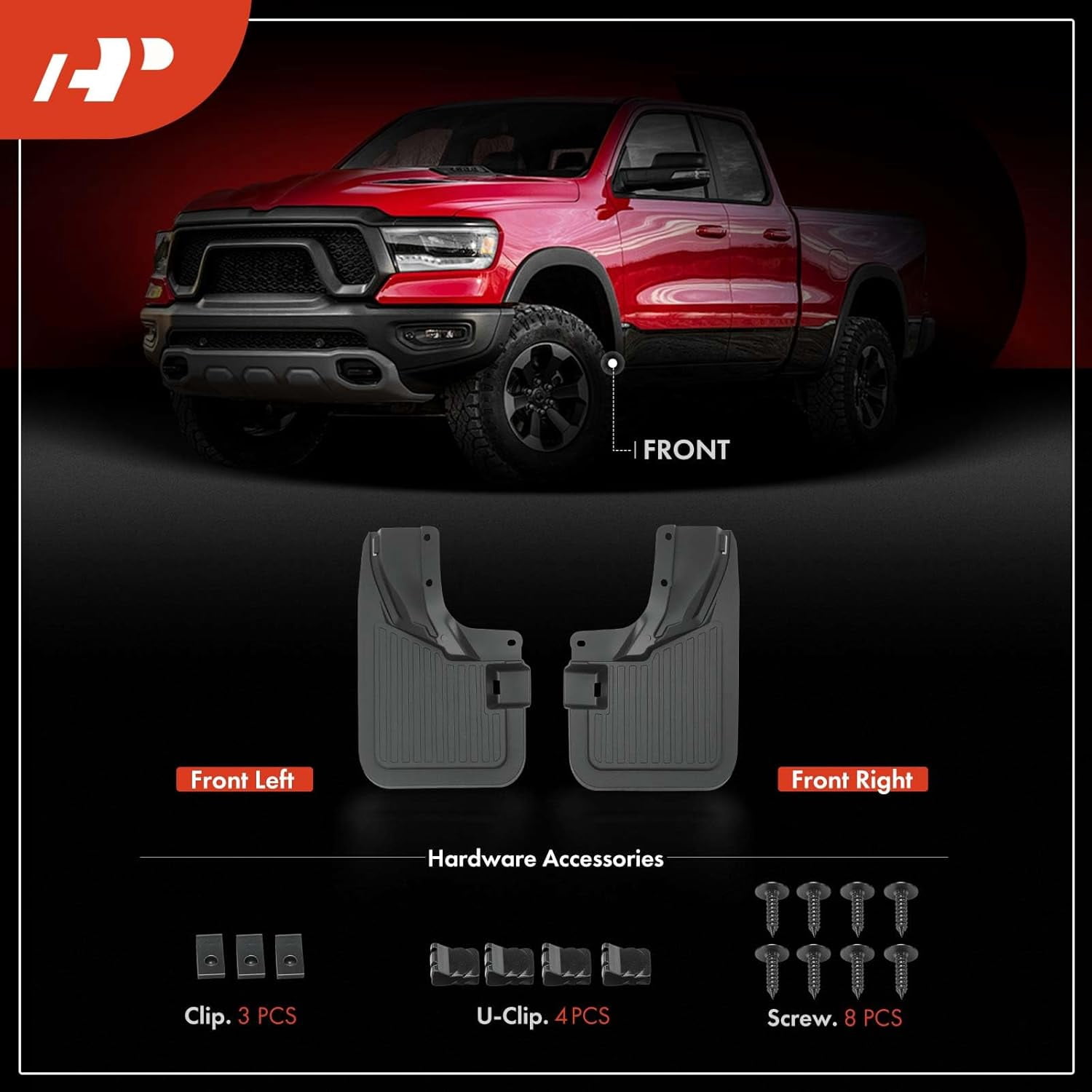 A-Premium Set of 2-PC Front Mud Flaps Splash Guards Compatible with Ford Bronco 2021-2024 Sport Utility, Left & Right Mudguards Mudflaps, with Hardware Accessories (Not for Bronco Sport Models)