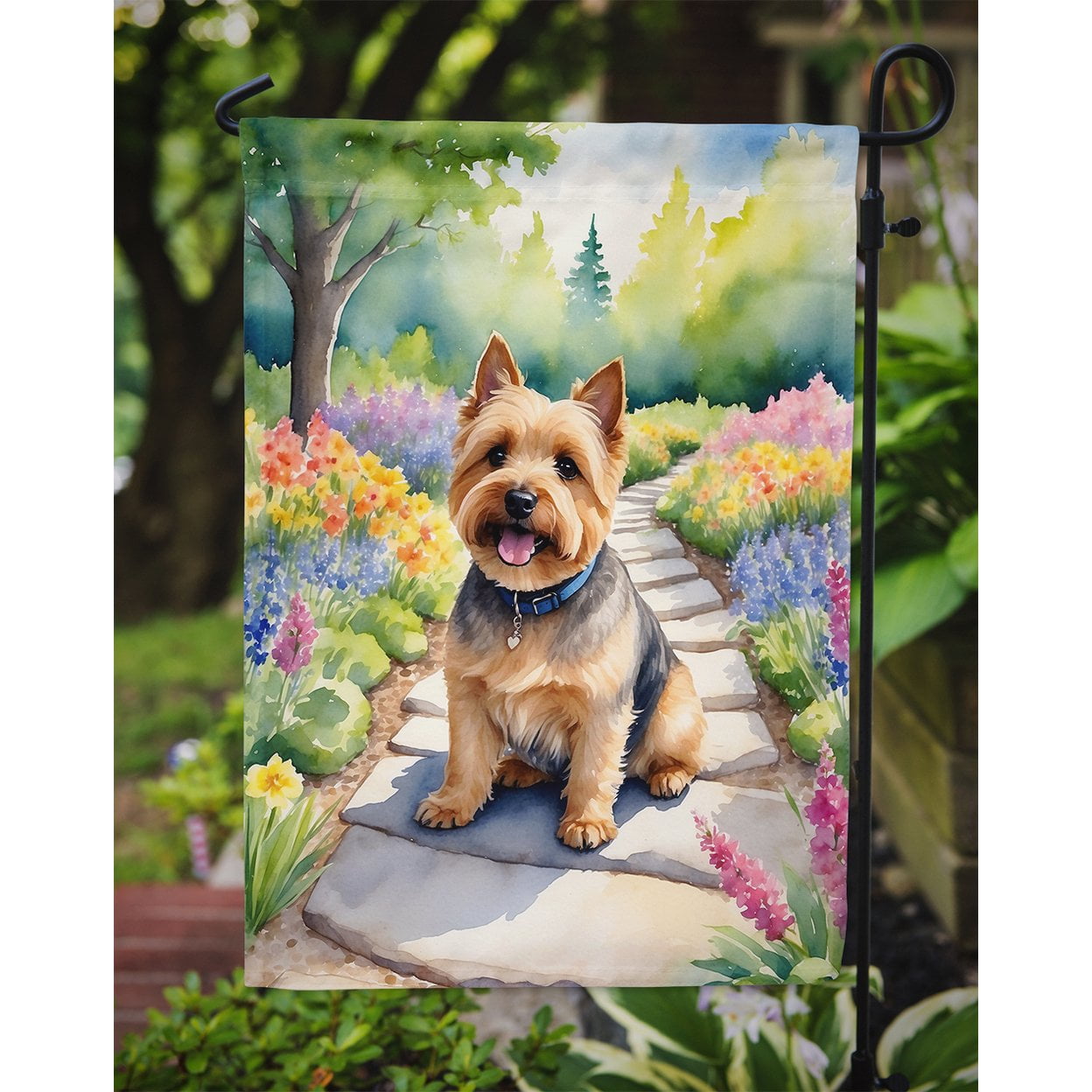 Norwich Terrier Spring Path Garden Flag 11.25 in x 15.5 in