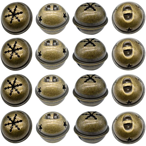 wqlpp-60PCS Bronze Jingle Bells 1.34 Inches Star with Snowflakes Design Small Elliptical Antique Brass Bell for Crafts Christmas Halloween Festival Decor