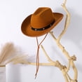 thumbnail image 6 of RUINIXCW Western Toddler Baby Girl Boy Cowgirl Hat Kids Cowboy Hat Felt Wide Brim Hats with Star Leather Belt Dessy Hats Themed Party Cap with String Wedding Party Costume, 6 of 8