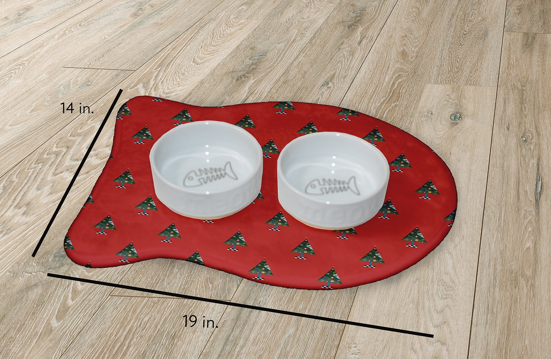 Simply Daisy Crazy Christmas Fish Shape Pet Feeding Mat for Cats