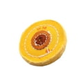 thumbnail image 4 of 3" Muslin Yellow Buff Wheel Chemkote Treated 30 Ply 3 Row Stiched Leather Center, 4 of 6