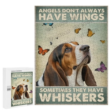 500 Piece Jigsaw Puzzle for Adults - Wood Puzzles - Basset Hound Dog - Illustration - Great for Quality Time with Loved Ones