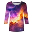 thumbnail image 6 of JTZGDY Womens 3/4 Sleeve Tops Dressy Casual Plus Size Teen Girls Cute Tie Dye Starry Sky Oversized Tunic Blouse Crewneck Basic Graphic T-Shirts Fashion 2025 Outfit Clothes Multicolor#14 XL, 6 of 6