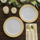Efavormart 10 Pack White Plastic Dessert Appetizer Plates With Beige ...