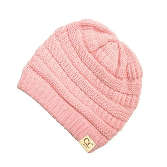 C.C Baby Solid Knit Beanie Hat Pale Pink