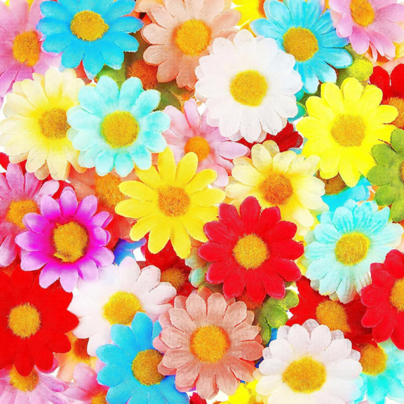 Faux Flower Heads Silk Artificial Plum Blossom Heads DIY Fake Mini Flowers Assorted Silk Decorative Flowers Daisy Roses Craft Supplies for Wedding Party Wreath Cake Vase Decoration (Elegant) 200 Pcs