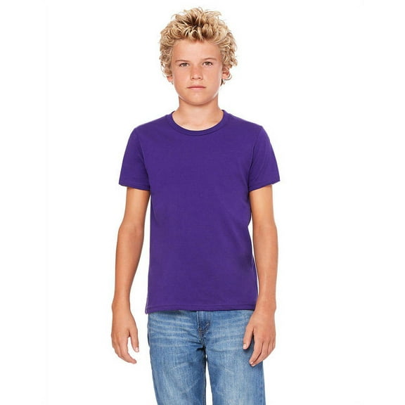 The Bella Canvas Youth Jersey Short Sleeve T-Shirt - TEAM PURPLE - S