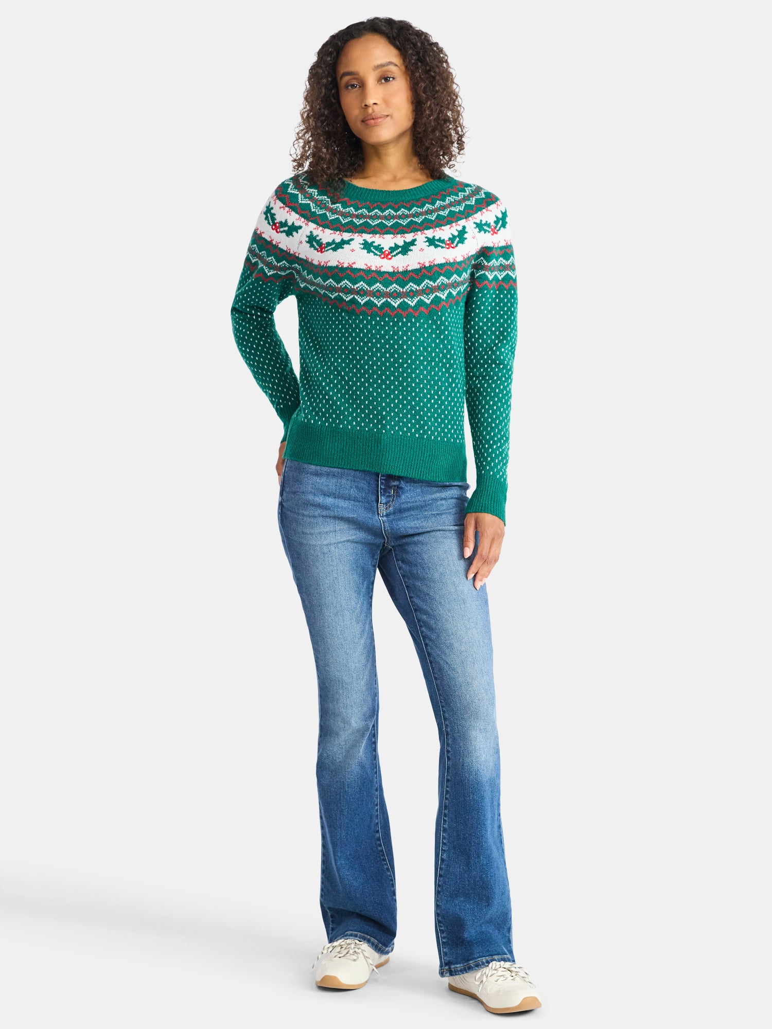 Holiday Time Women's and Women's Plus Pretty Christmas Sweater, Sizes XXS-3X