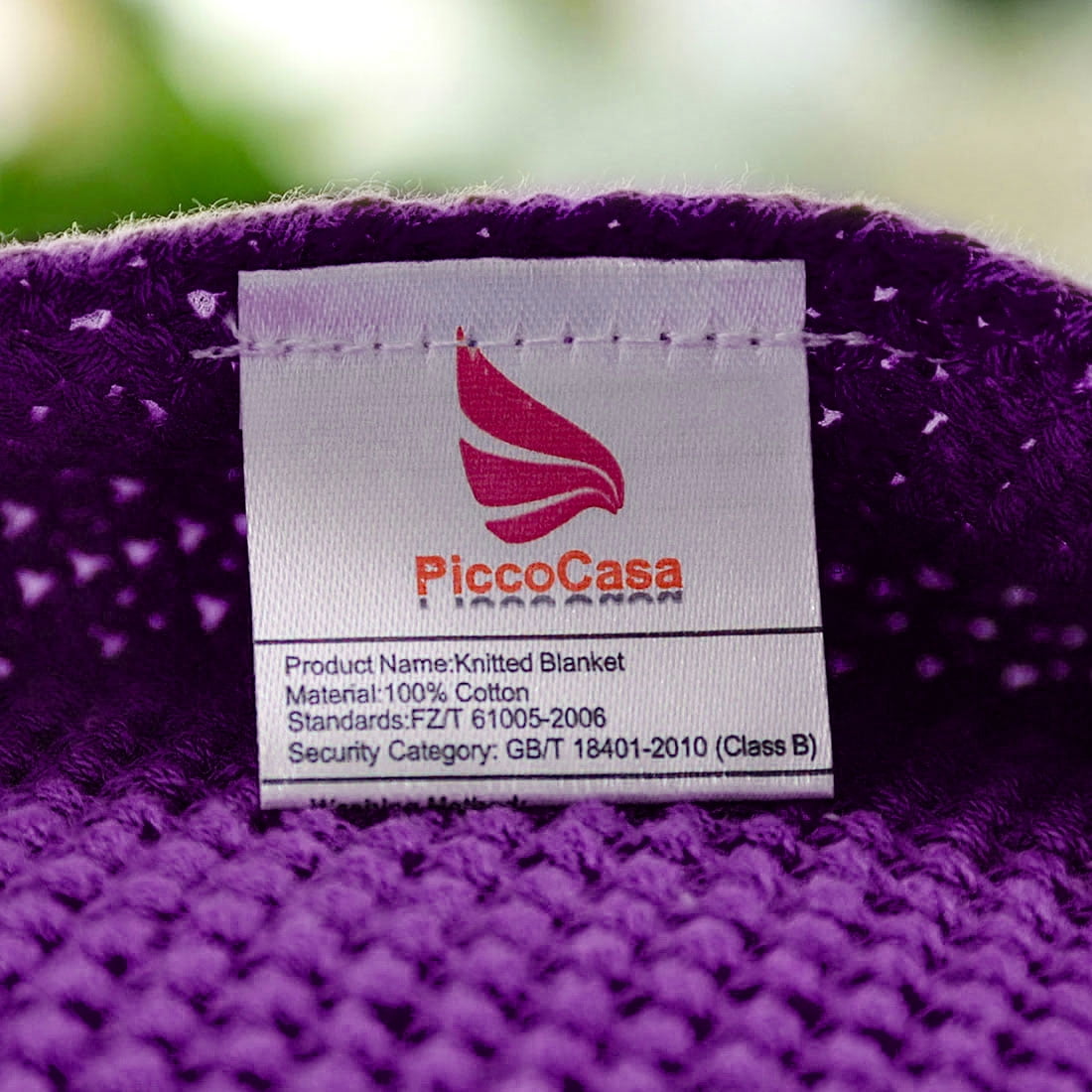 Unique Bargains Pure Cotton Soft Cable Knit Throw Blanket Purple 51" x 59"