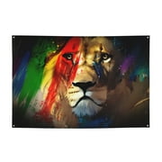 DouZhe Colorful Lion King Sign Banner, Hanging Banners Backdrop Festive Party Decor for Indoor Outdoor, 47 x 71 Inches