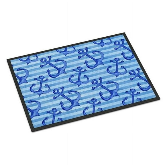 Beach Watercolor Anchors Indoor or Outdoor Mat, 24 x 36 in.