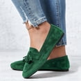 thumbnail image 3 of Suede Loafers Sneakers for Women Memory Foam Tassel Slip on Shoes Lightweight Non Slip Fashion Dress Footwear Green Size 6.5, 3 of 6