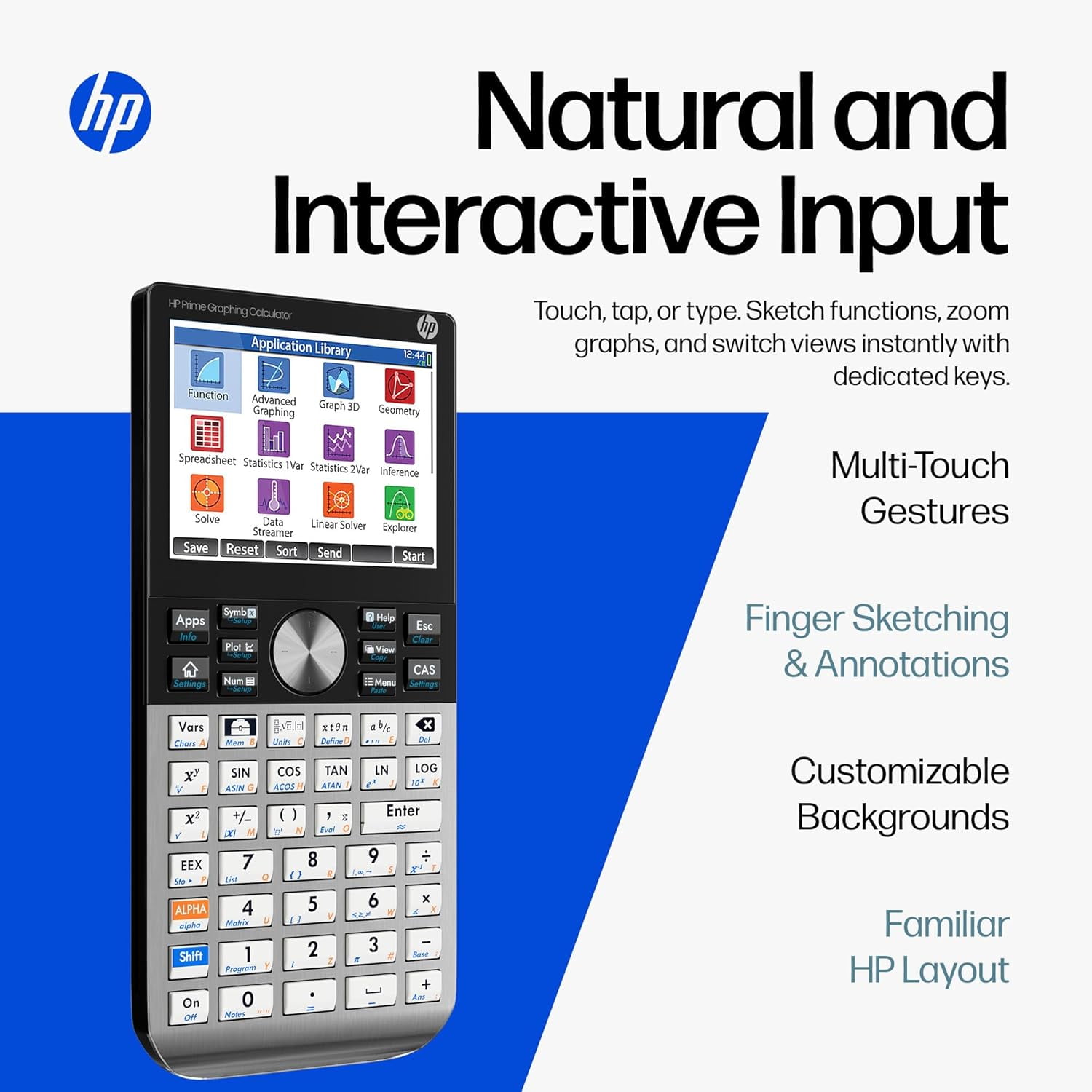 HP Prime Graphing Calculator, 3.5" Multi-Touch Color Display, CAS, Exam Approved SAT/AP/IB, Scientific Calculator, Programmable, 256MB