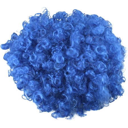Unique Bargains Adjustable Cap Costume Wig Curl Up Afro Hairpiece Blue