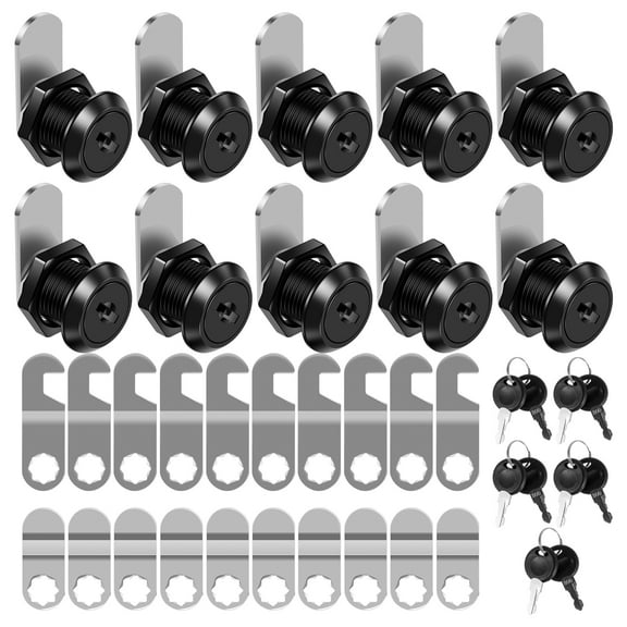10Pcs Cabinet Cam Lock with 20 Keys 16/30 mm Zinc Alloy RV Drawer Cam Lock Keyed Alike Replacement for Cabinet Door