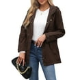 thumbnail image 5 of Breezora Oversized Casual Rain Jacket for Women with Drawstring Hood and Pockets Seasonal Water Resistant Coat L Size Coffee, 5 of 9