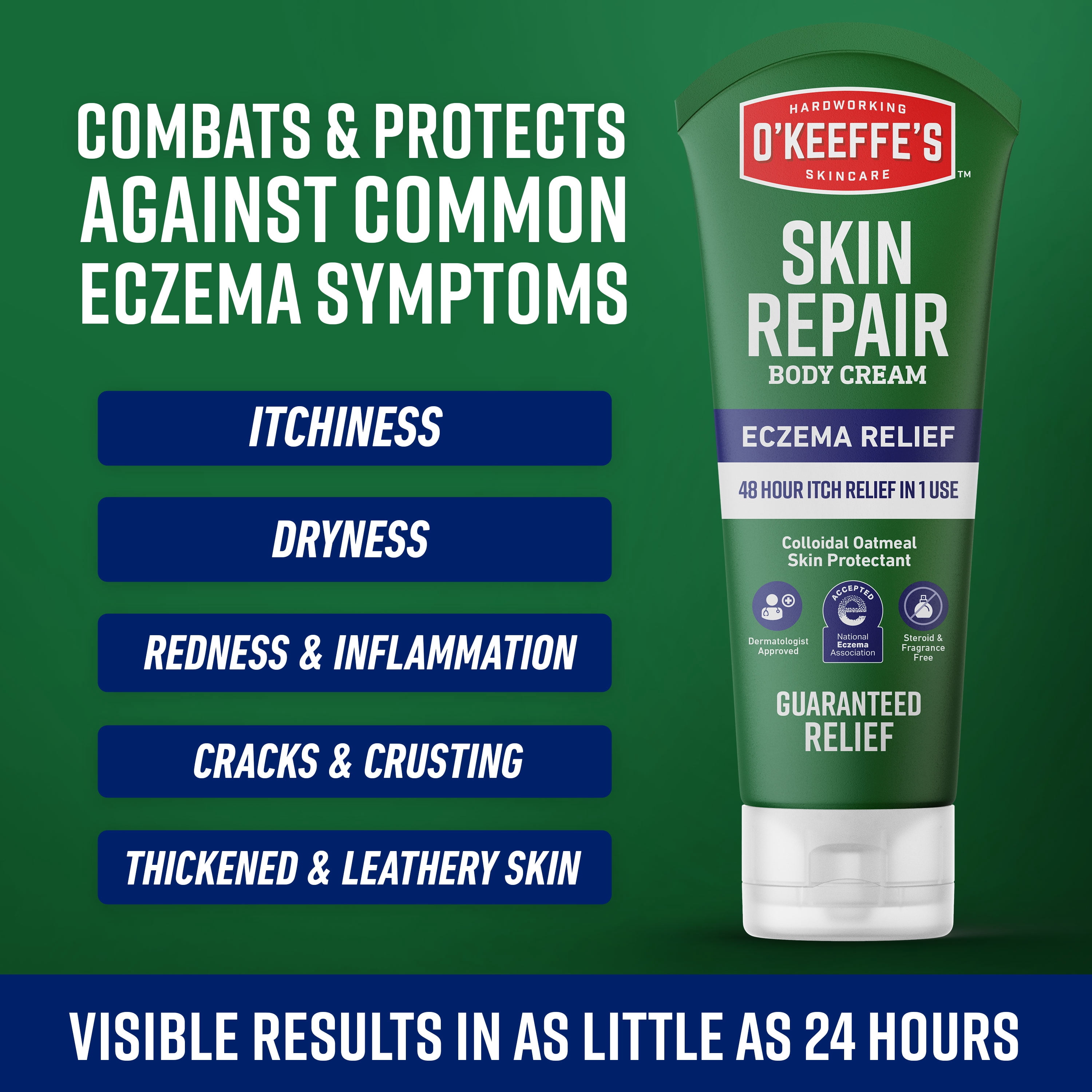 O’Keeffe’s Skin Repair Eczema Relief Body Cream, 48 Hour Moisture, 2% Colloidal Oatmeal, Unscented, 7oz Tube