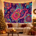 thumbnail image 3 of Large Teal Paisley on Deep Purple with Floral Mandalas, Joyful Boho for Art Lovers, Vintage Wall Decor, Housewarming Gift, Tapestry Wall Hanging for Bedroom and Living Room, 3 of 7