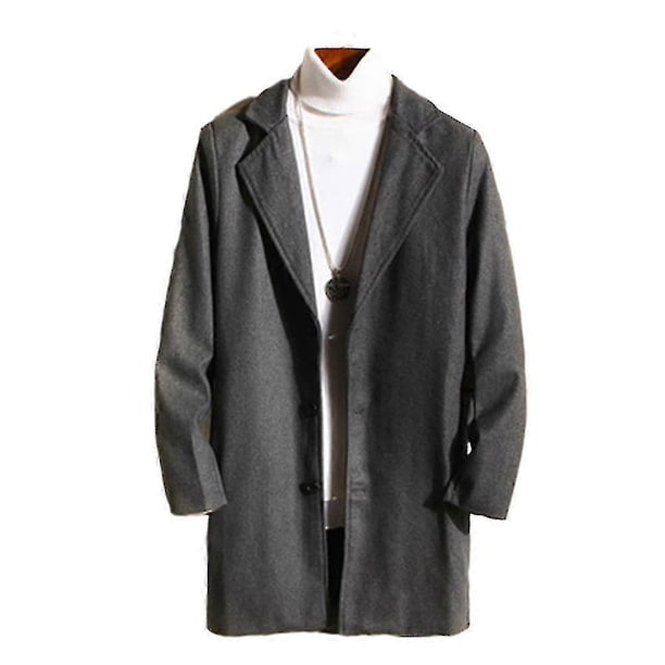 Abrigo clásico de lana para hombre, talla grande, cálido, de invierno, con una sola botonadura, largo, informal, ajustado, s202412241053