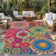 thumbnail image 2 of Colorful Ethnic Outdoor Rug for Patio/Deck/Porch, Non-Slip Large Area Rug 4 x 6 Ft, Modern Abstract National Geometric Red Indoor Outdoor Rugs Washable Area Rugs, Reversible Camping Rug Carpet Runner, 2 of 8