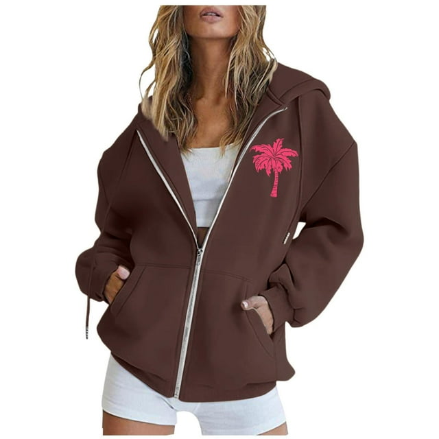 WEAIXIMIUNG Sweat à Fermeture Éclair pour Femmes Sweat-Shirt Surdimensionné Col Rond Manches Longues Pull