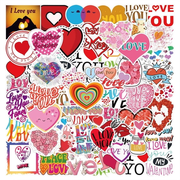 Valentine's Day Stickers - 50 Heart-Shaped Decorative Self-Adhesive Sticker Sheets, Easy To Apply For Greeting Cards, Gift Wrapping, Diy Crafts, Scrapbooking, Party Decorations,