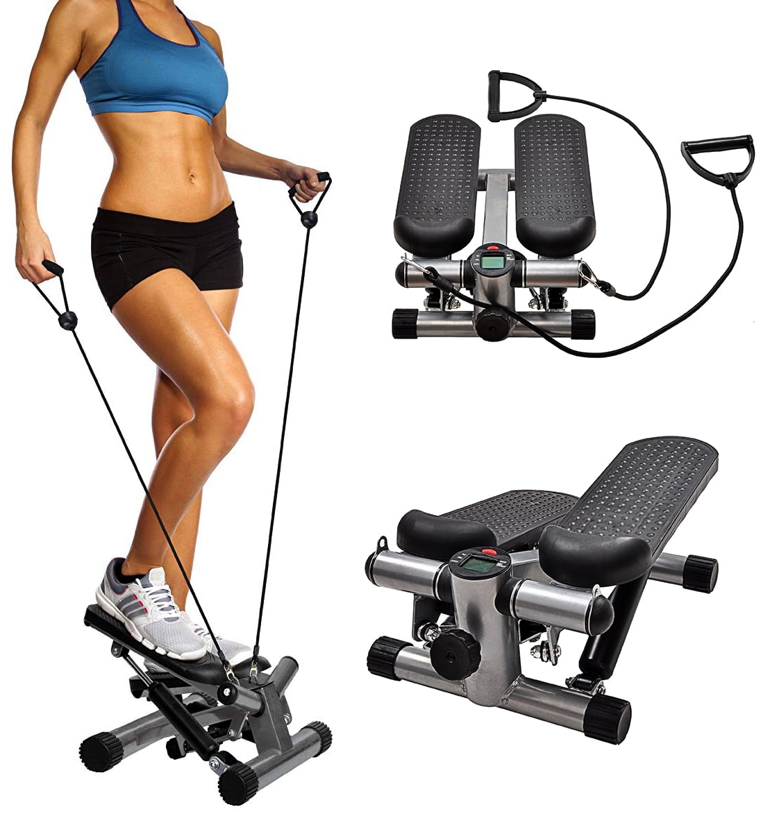 Cabaña omitir Sip BalanceFrom Adjustable Mini Stepper with LCD Monitor Stepping Machine,  Comes with Resistance Bands - Walmart.com