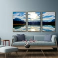 thumbnail image 2 of IDEA4WALL Framed Wall Art Print Set Neon Blue Sky Reflection on Forest Lake Nature Wilderness Photography Realism Rustic Scenic Colorful Ultra for Living Room, Bedroom, Office - 24"x36"x3 Natural, 2 of 4