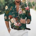 thumbnail image 2 of Camisas Y Playeras Camisas florales hawaianas para hombre, con botones, para vacaciones tropicales, playa, trajes de verano (Green, 3XL), 2 of 4