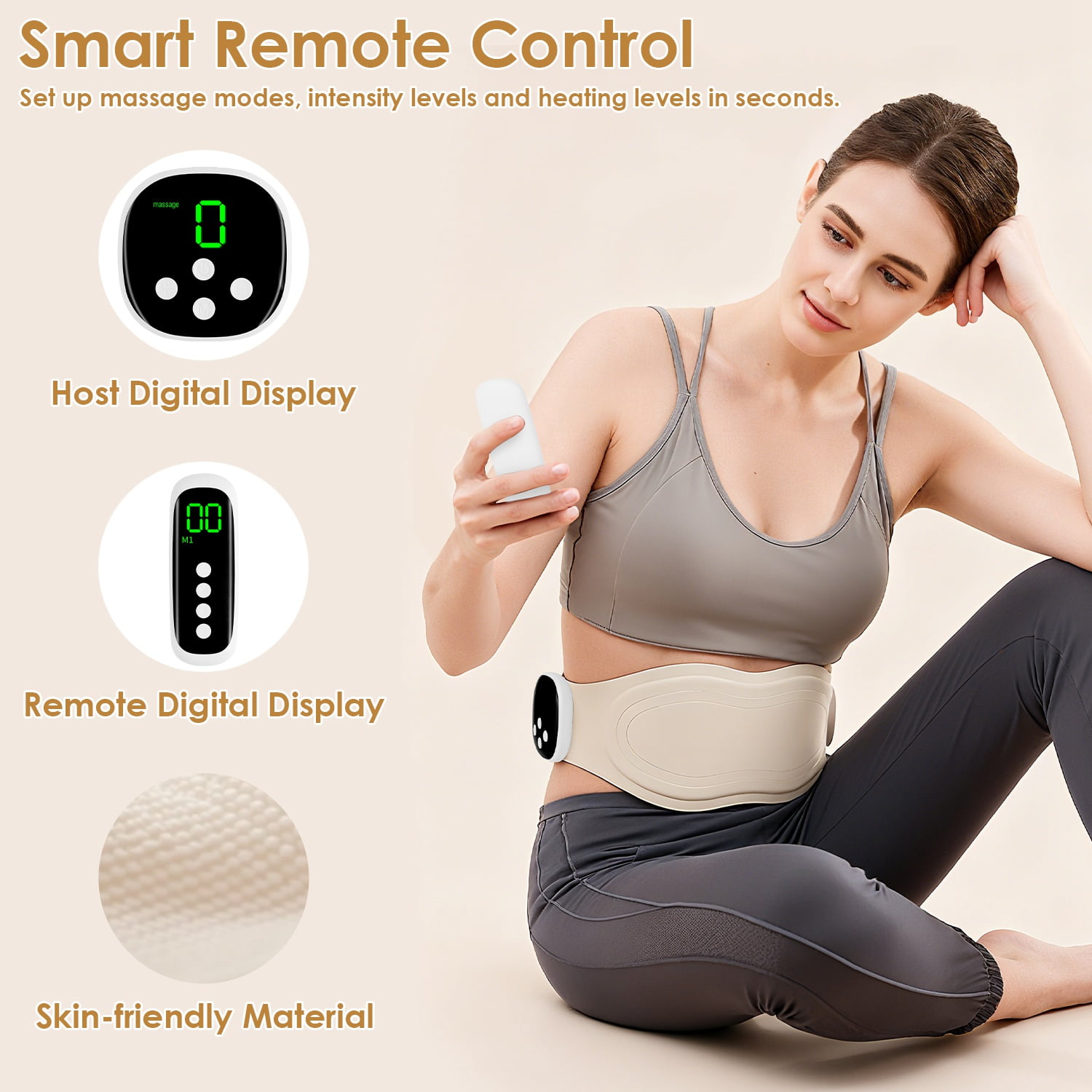 Moclever Cordless Heating Pad, EMS Lower Back Massager Heating Pad with Remote Magnetic Host 8 Modes 19 Intensity Levels 3 Heating Levels for Back Belly Waist