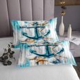 thumbnail image 3 of Erosebridal Aqua Anchor Coverlet Set King, Starfish Seashell Bedding Set, Old Barn Door Decor 3pcs, 3 of 5